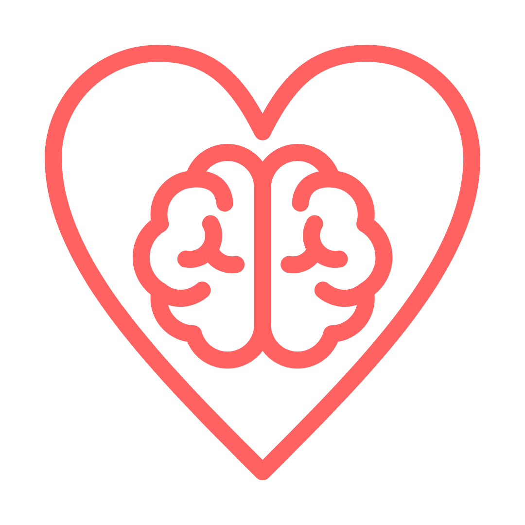 Icon showing a heart with a brain inside
