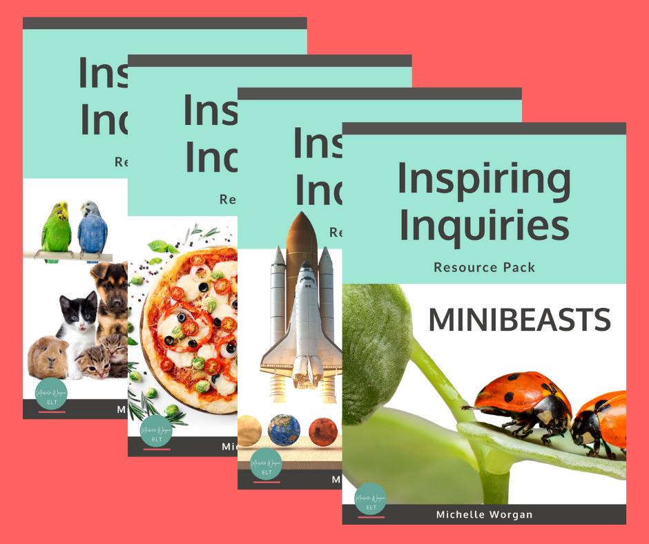 Four covers of the Inspiring Inquiries resource packs