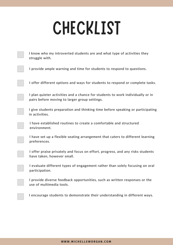 Checklist from the resource